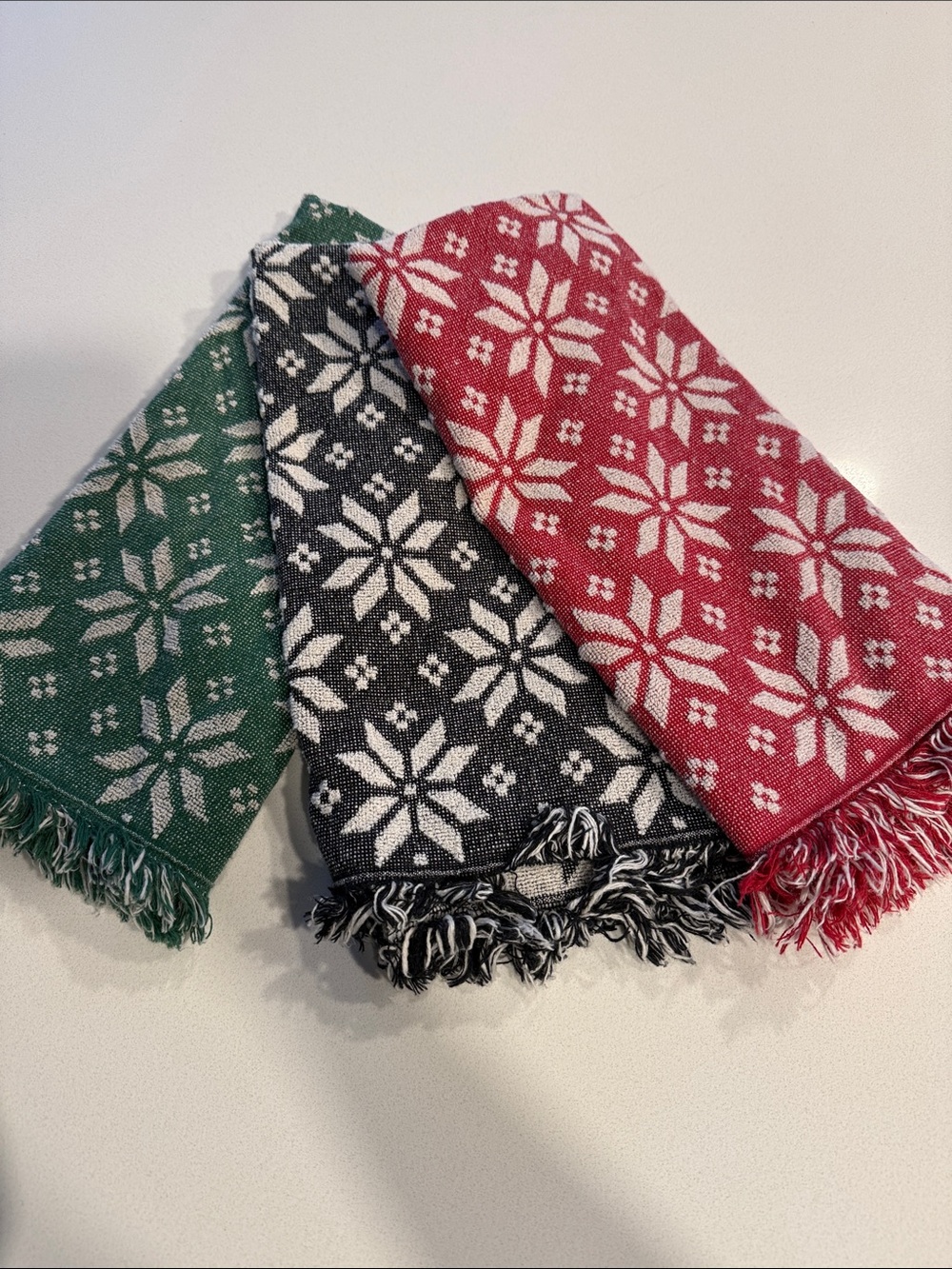 Festive Snowflake Woven Throw - Red, Black, Green
